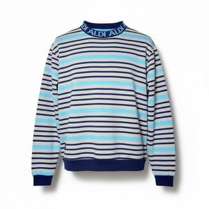 ALDI‎ Gear 2023 Heritage Stripe Pullover Sweatshirt Adult L Navy Grocercore